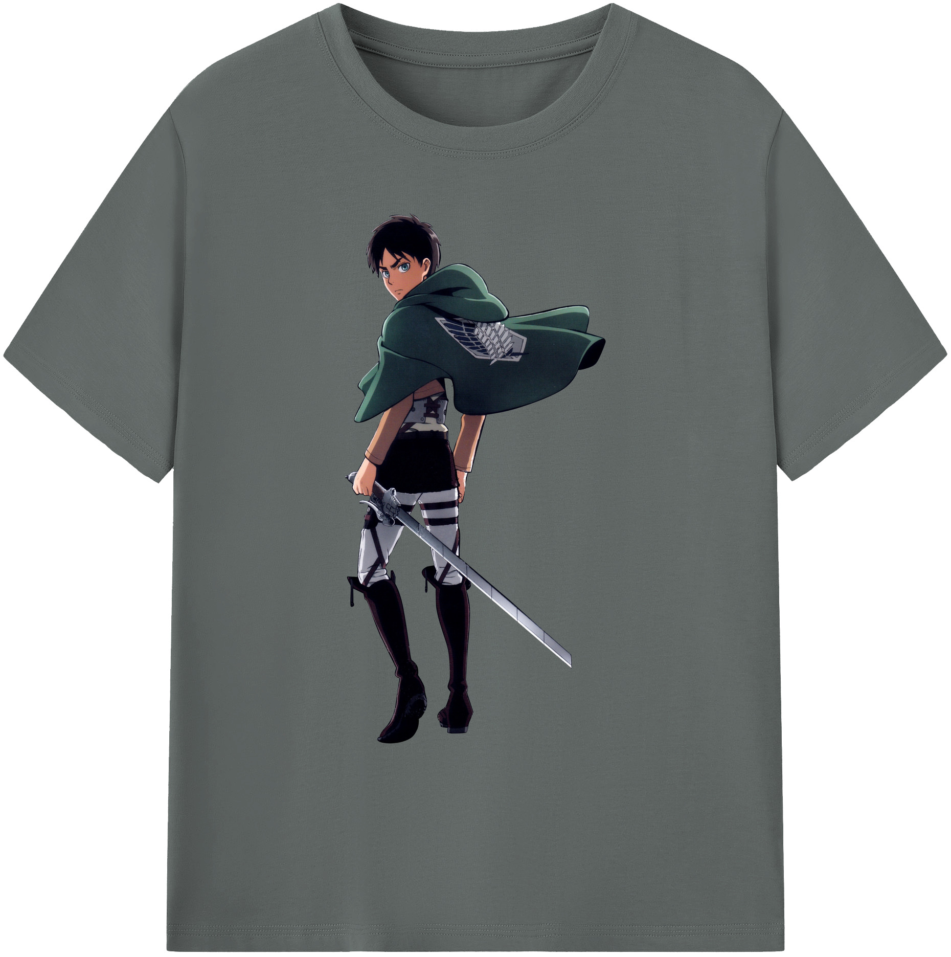 （画像用） 進撃の巨人 エレン･イェーガー Attack on Titan Eren Jäger 綿100％ メンズ半袖Tシャツ｜肌触りやわらか＆通気性